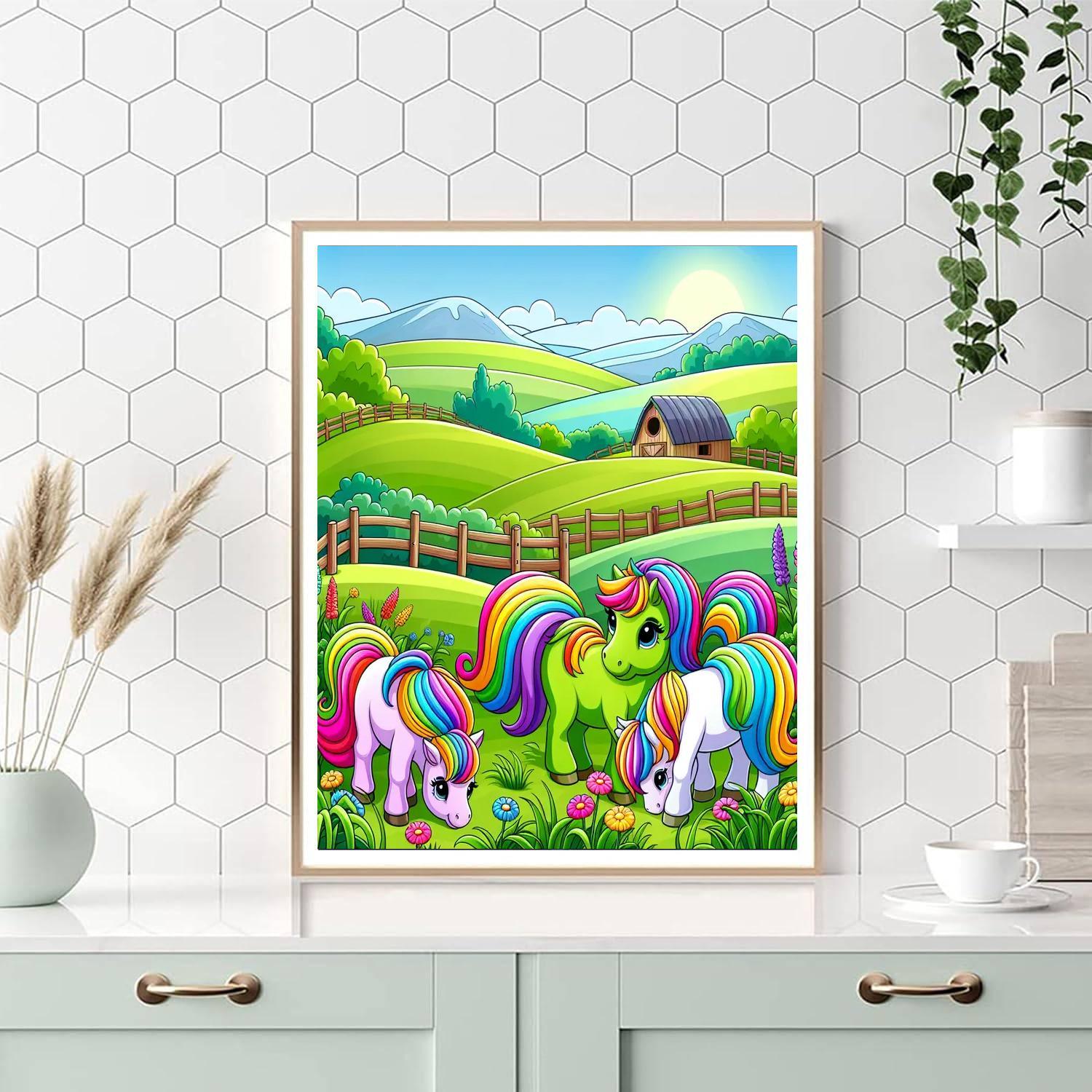 Rainbow Pony Farm Painting By Numbers Kit