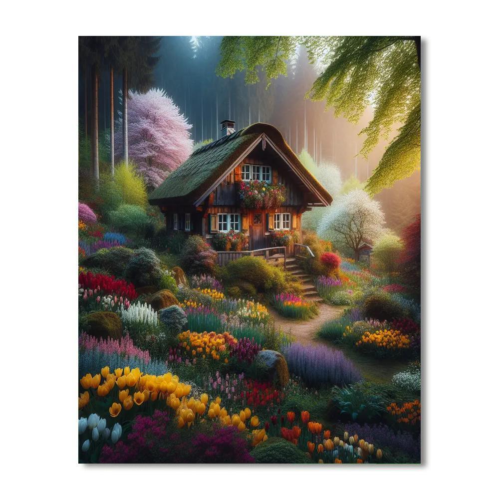 Cottage Springtime Painting Number Kit