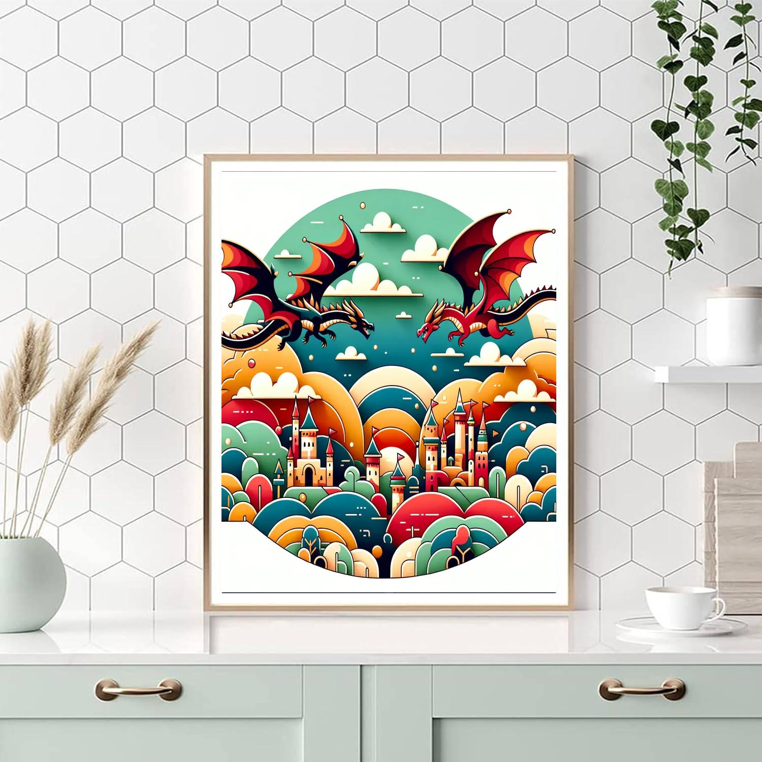 Mythical Dragon Realms Painting Number Kit