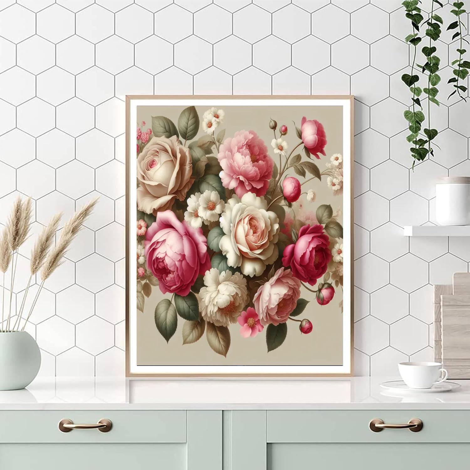 Romantic Floral Flourish Number Painting