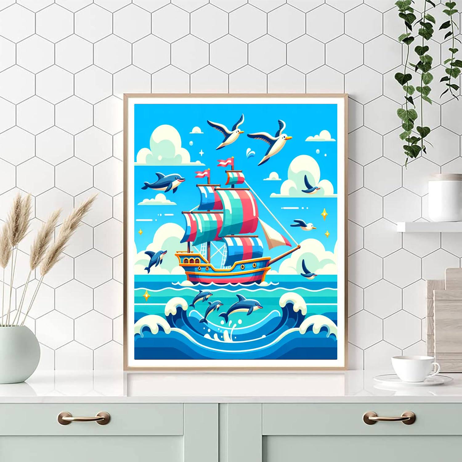 Sailing With Sea Friends Painting By Numbers Kit