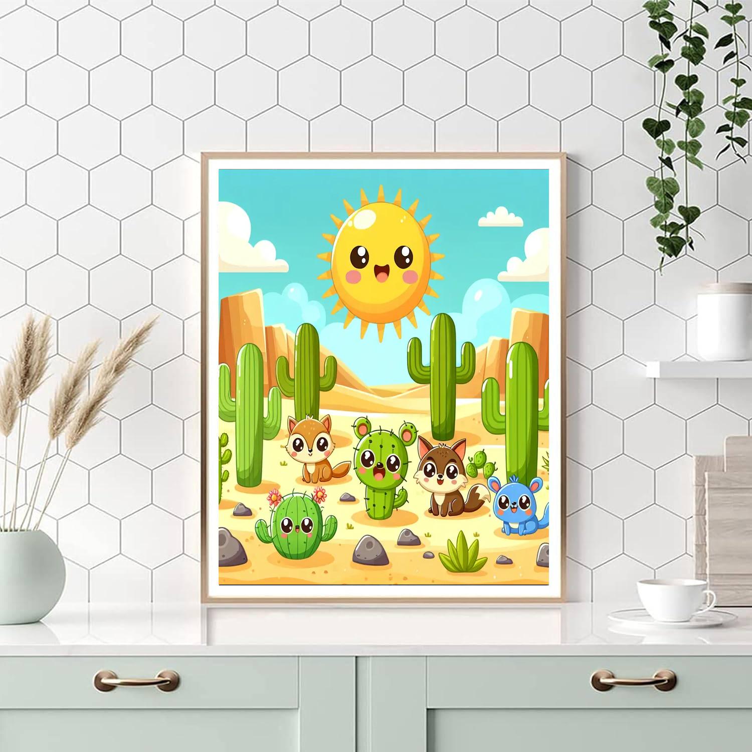 Charming Cactus Country Paint By Numbers Art