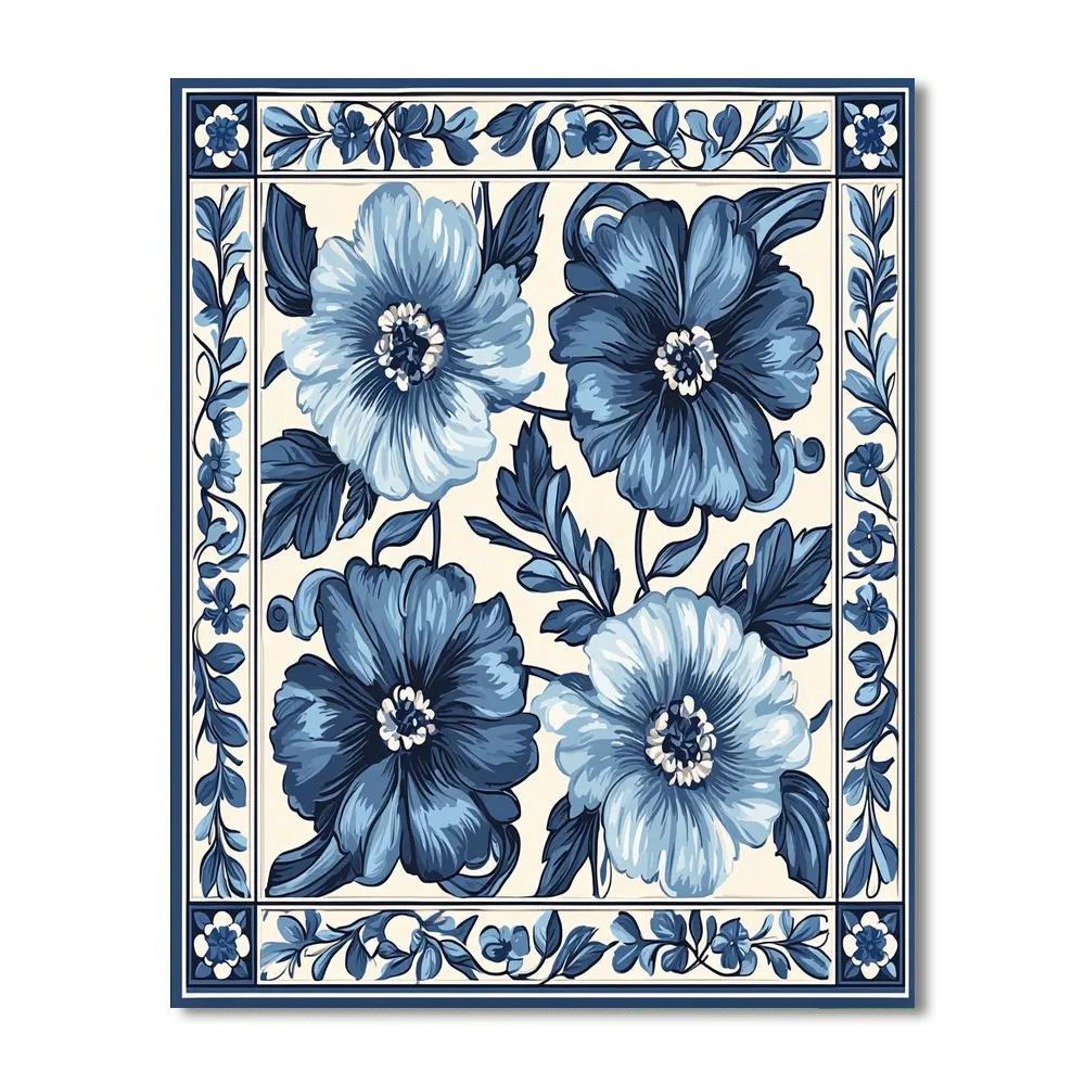 Alphonse Mucha Inspired Elegance In Blue  Number Painting