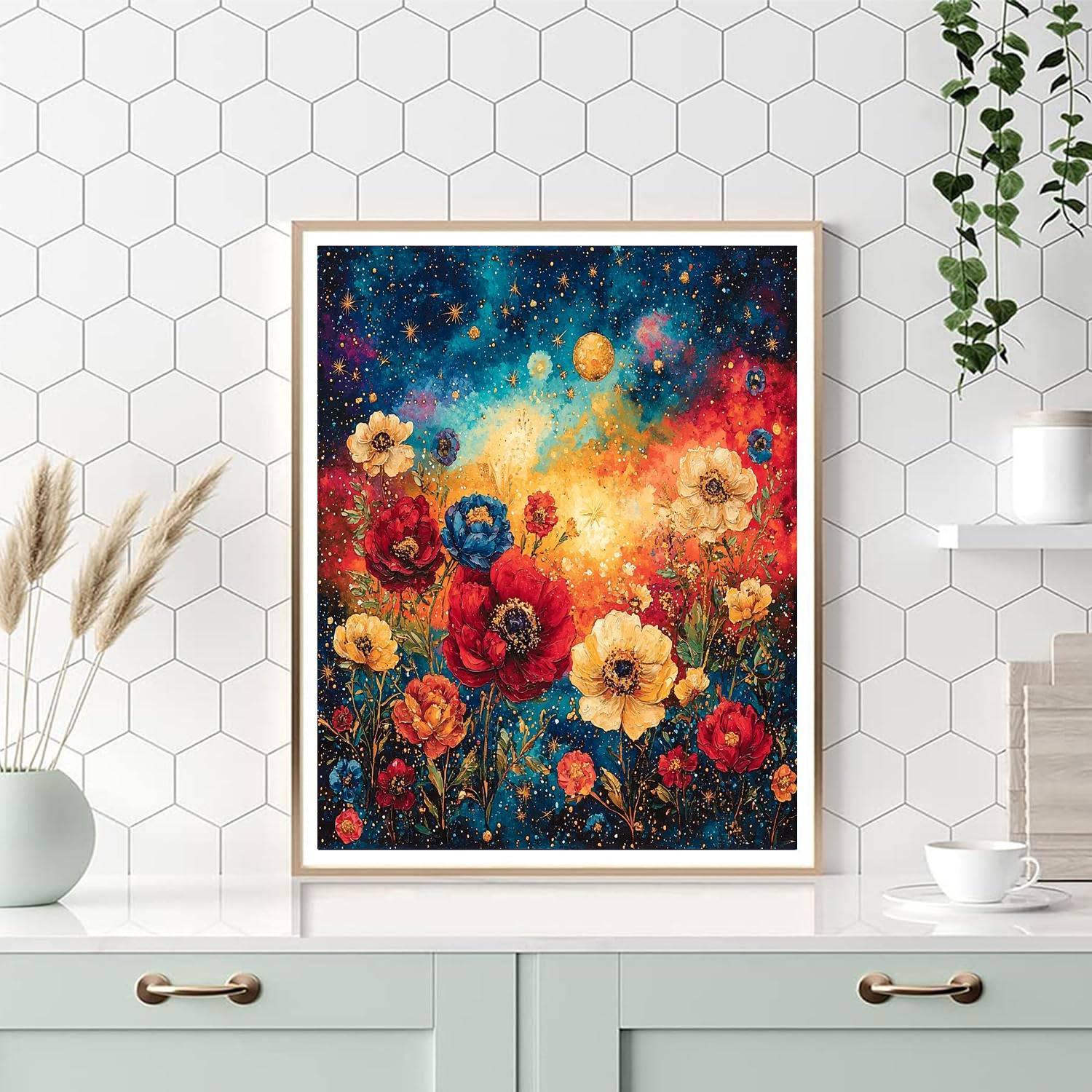 Frida Kahlo Inspired Cosmic Floral Symphony  Numbered Painting Kits