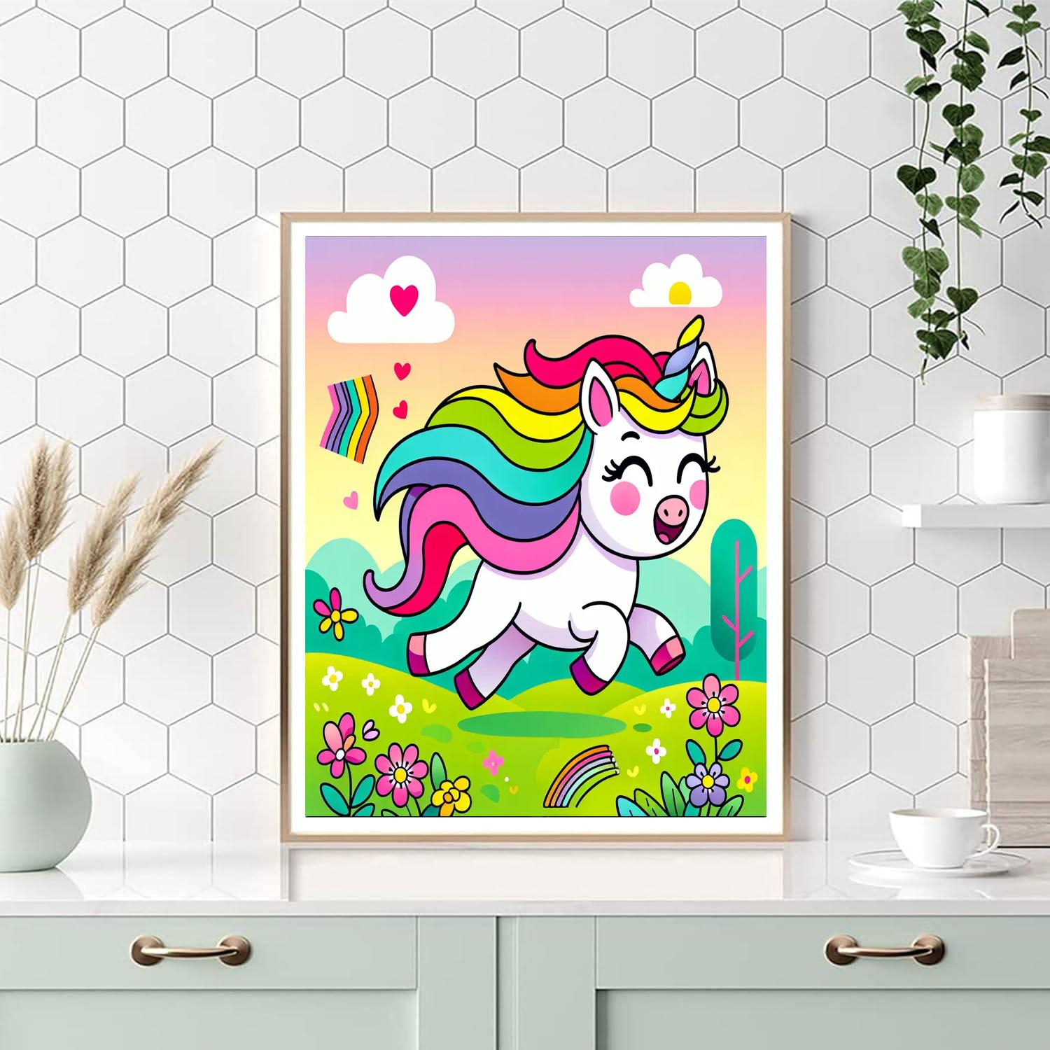 Charming Unicorn Meadow Number Painting