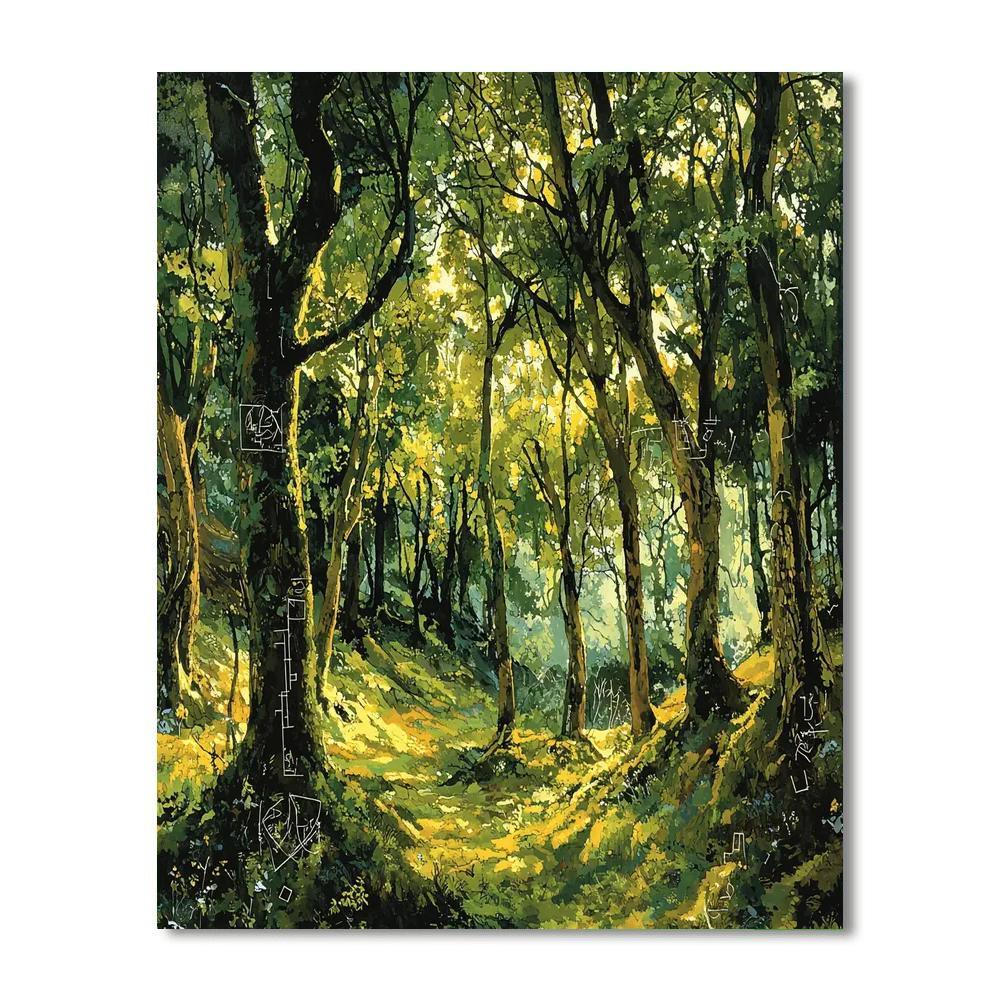 Leonardo Da Vinci Inspired Mossy Woodland Echoes  DIY Paint By Numbers