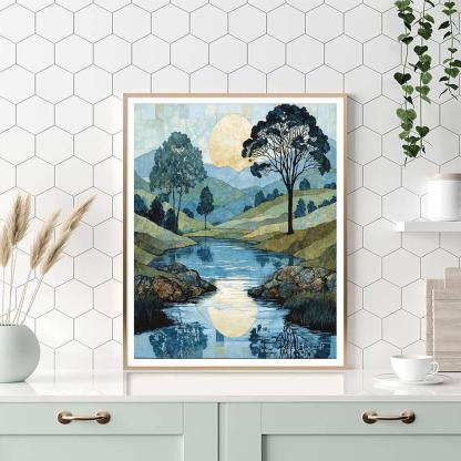 Nandalal Bose Inspired Reflection Of Tranquility  Painting Number Kit