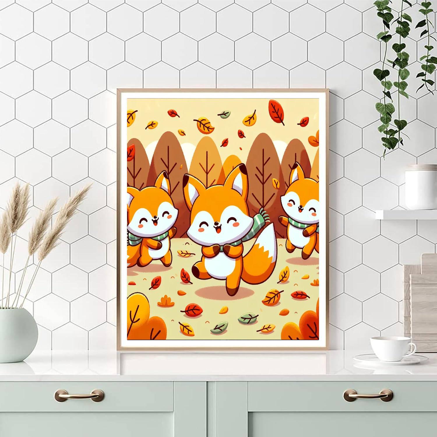 Festive Foxes Painting By Numbers Kit