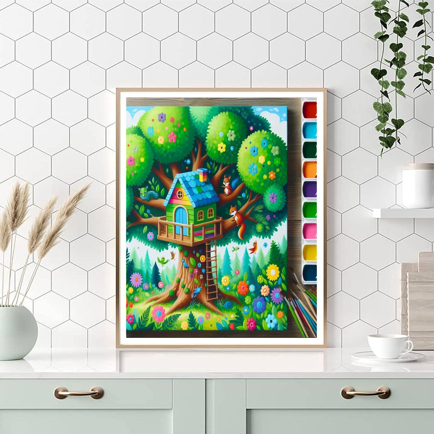 Whimsical Treehouse Escape Painting By Numbers Kit