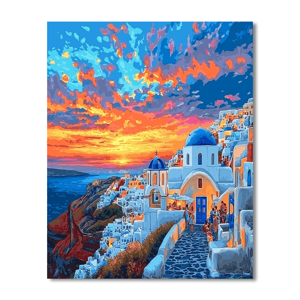 Oia, Santorini Paint By Color