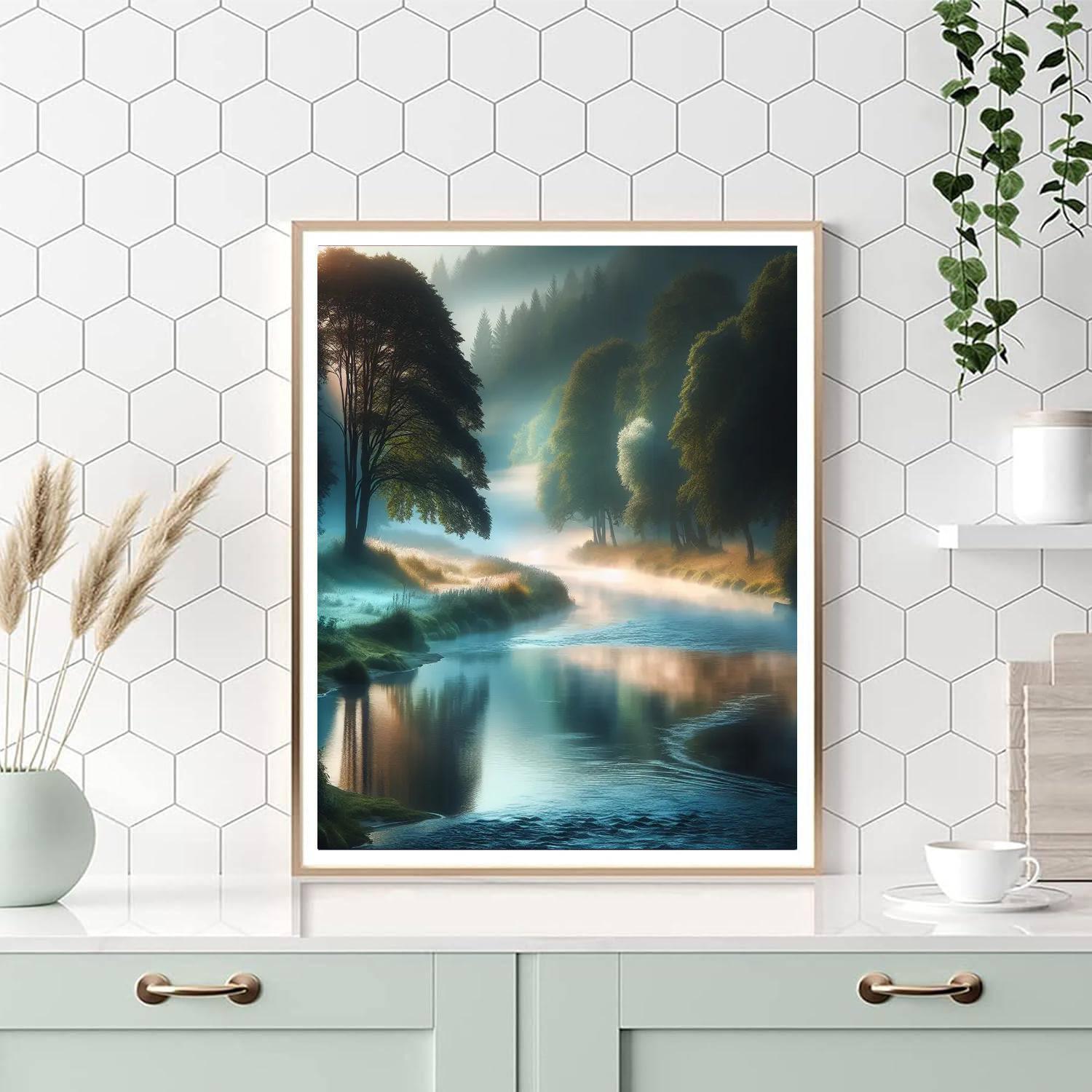 Misty Riverbank Calm DIY Paint By Numbers