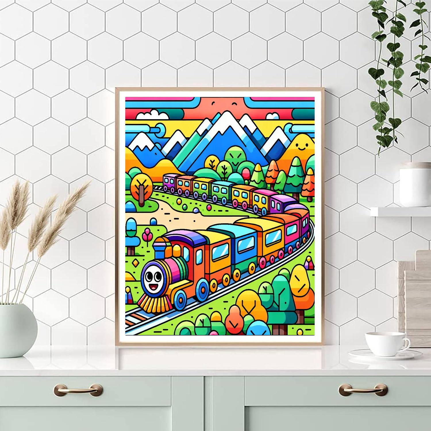 Joyful Train Journey Numbered Painting Kits