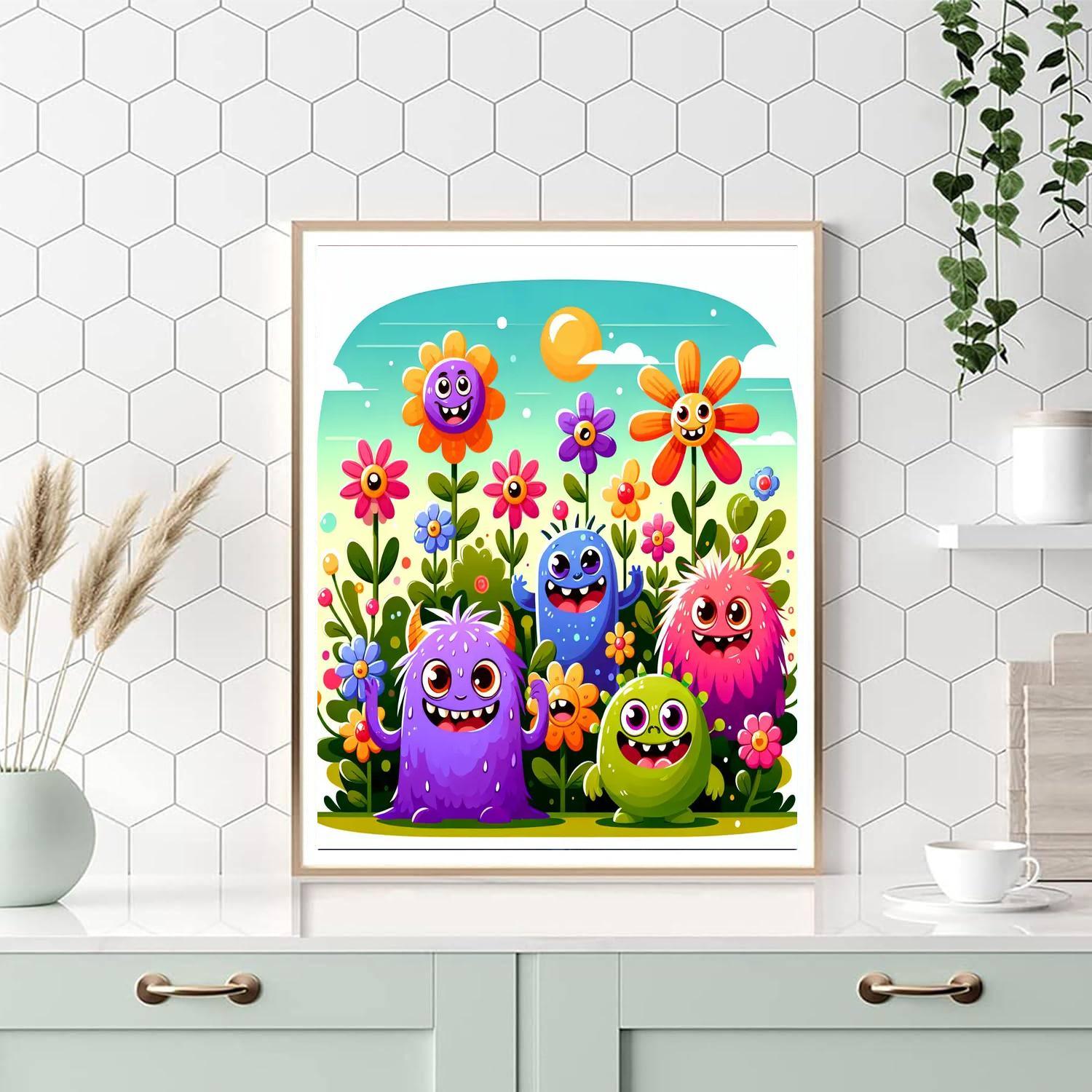 Silly Garden Monsters Paint By Numbers Art