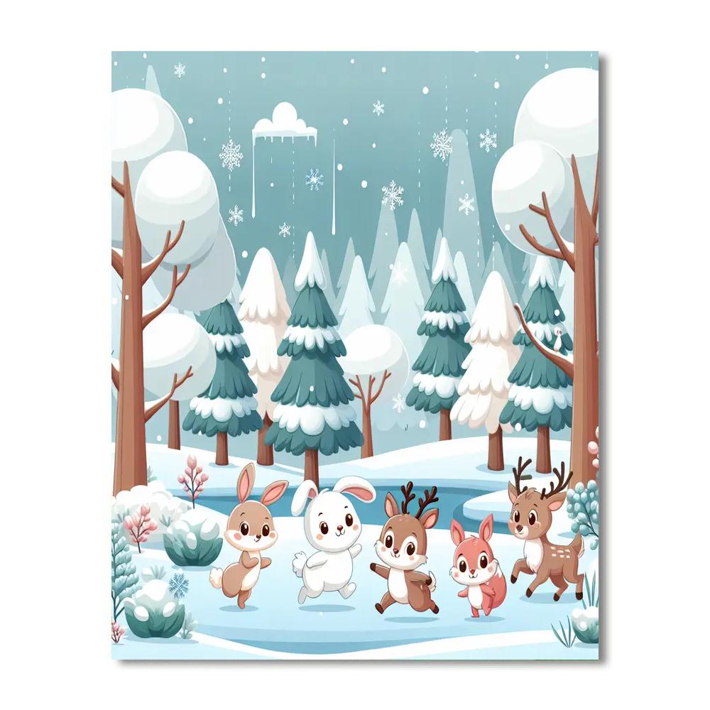 Winter Woodland Number Painting