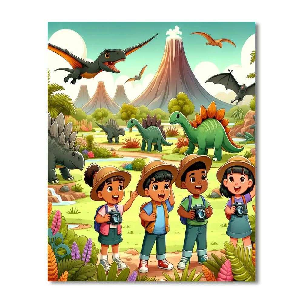 Dinosaur Park Expedition Painting Number Kit