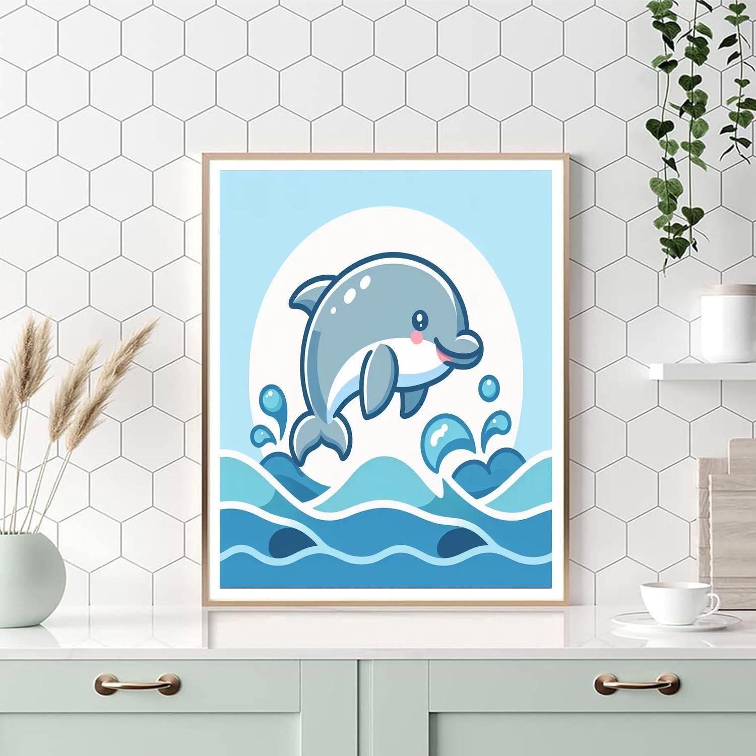 Caring Dolphin Splash Paint By Color