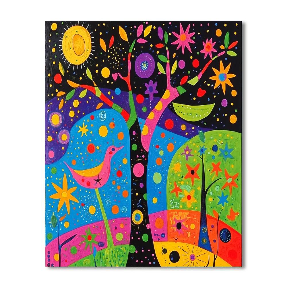 Joan Miró Inspired Surreal Elements  Number Painting