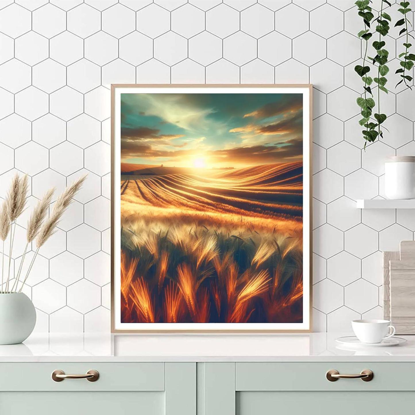 Golden Wheat Field Glory Number Painting