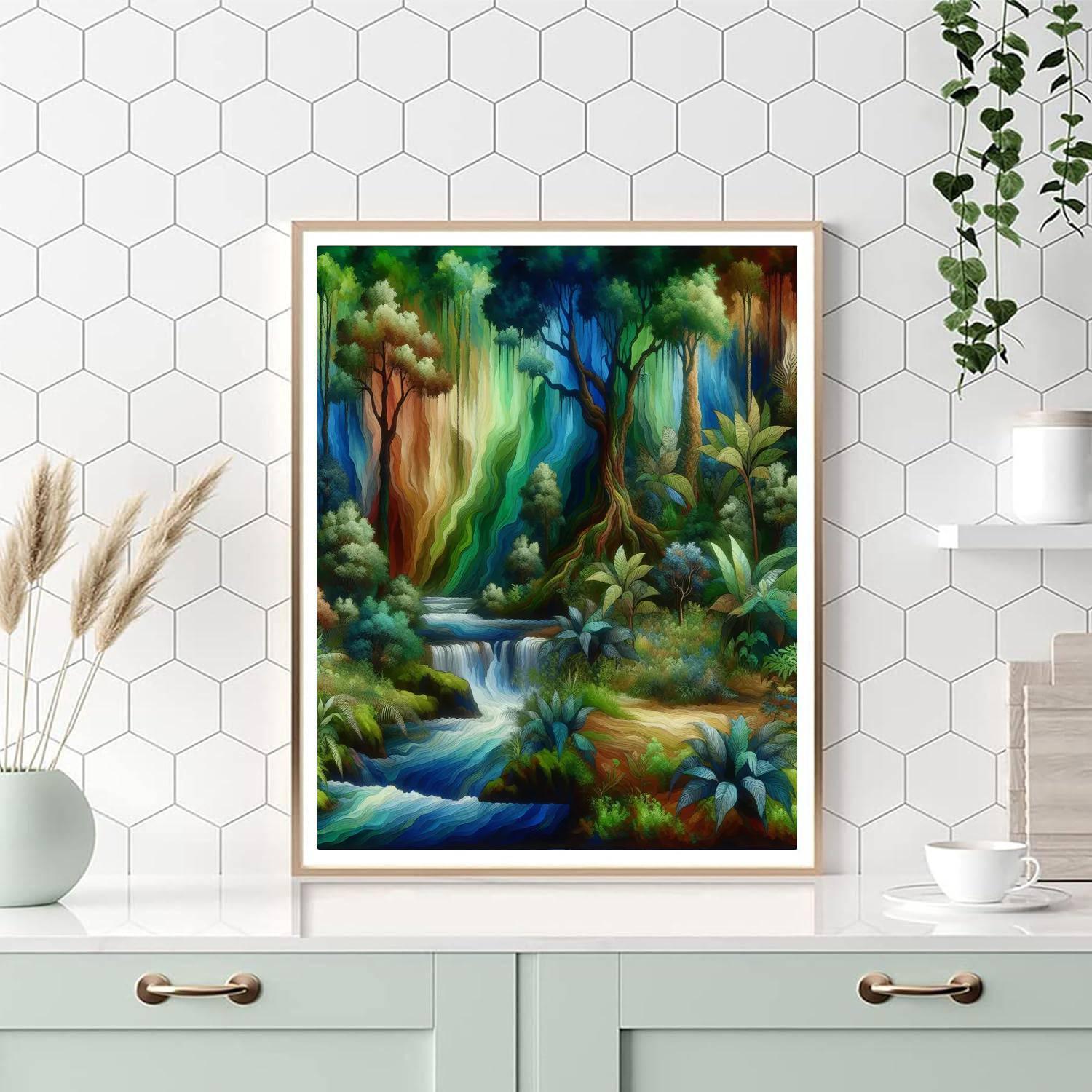 Peaceful Rainforest Sanctuary Painting Number Kit