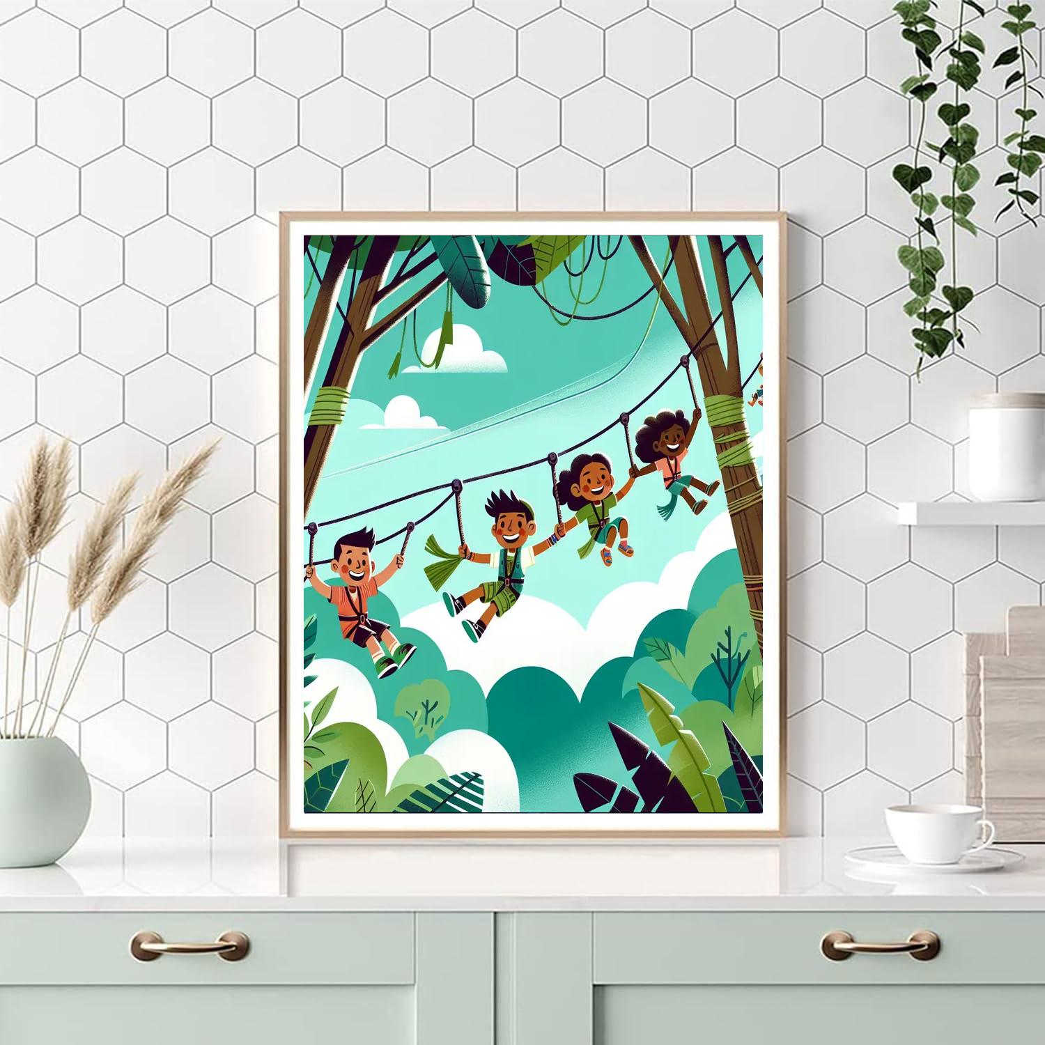 Jungle Canopy Zipline Painting Number Kit