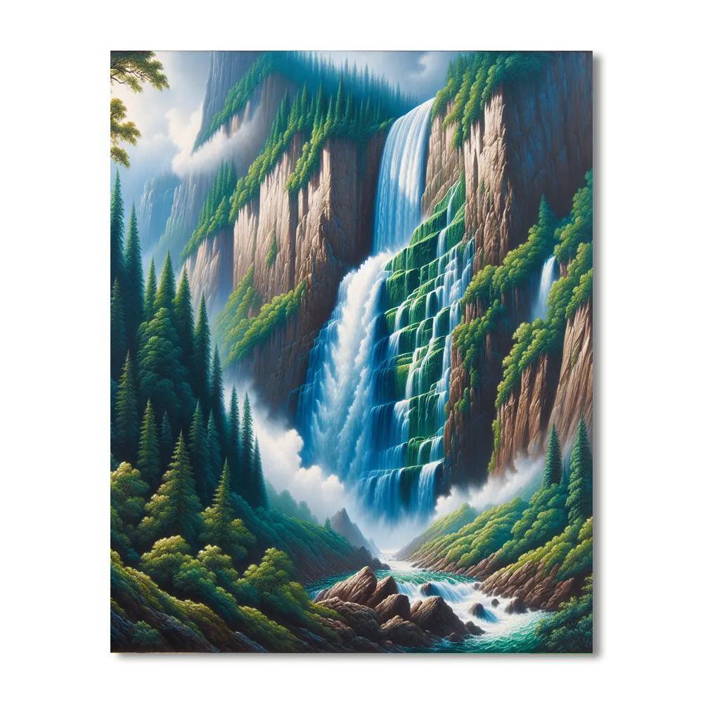 Majestic Waterfall Escape Painting Number Kit