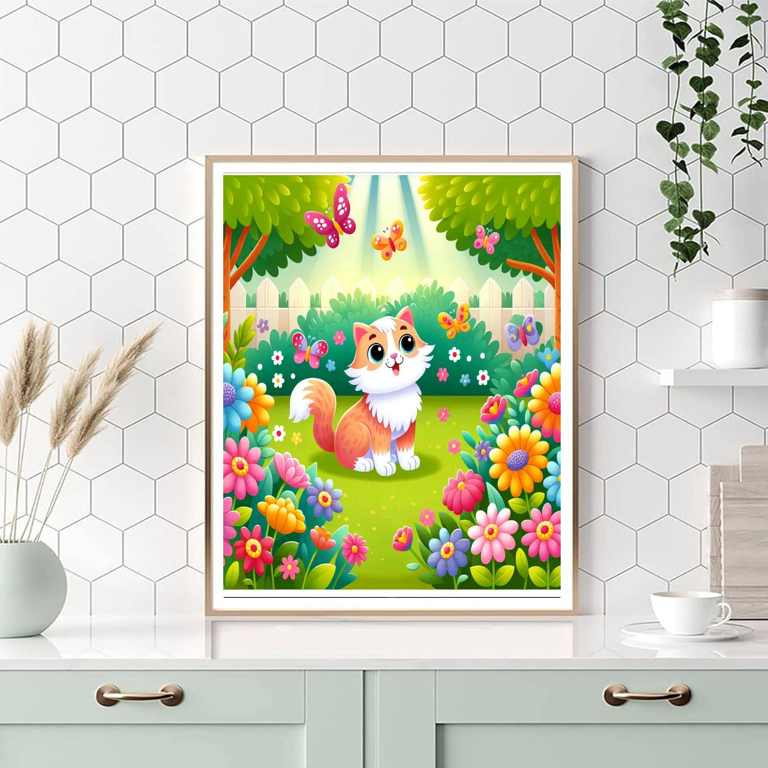 Curious Cat's Adventure Paint By Numbers Art