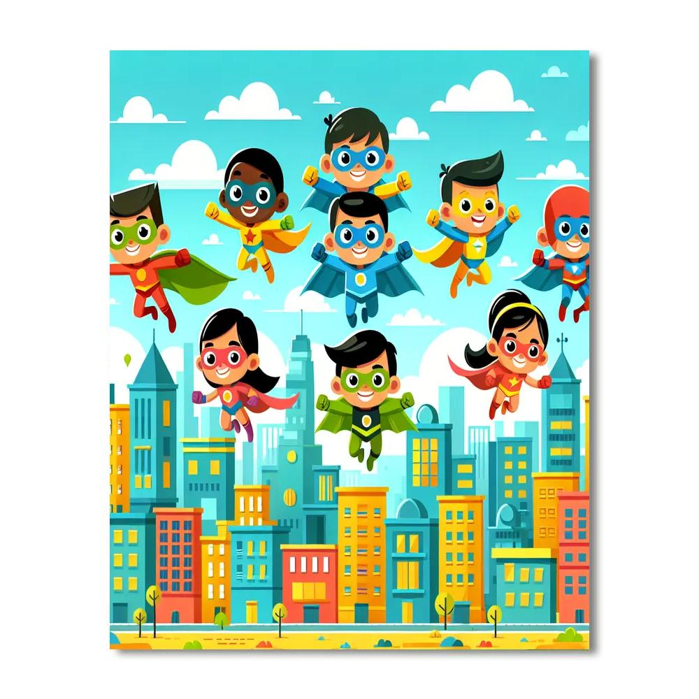 Joyful Superhero Squad Paint By Numbers