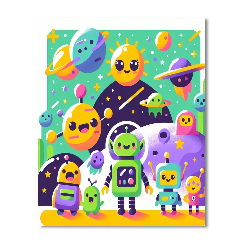 Curious Space Friends Paint By Numbers Art