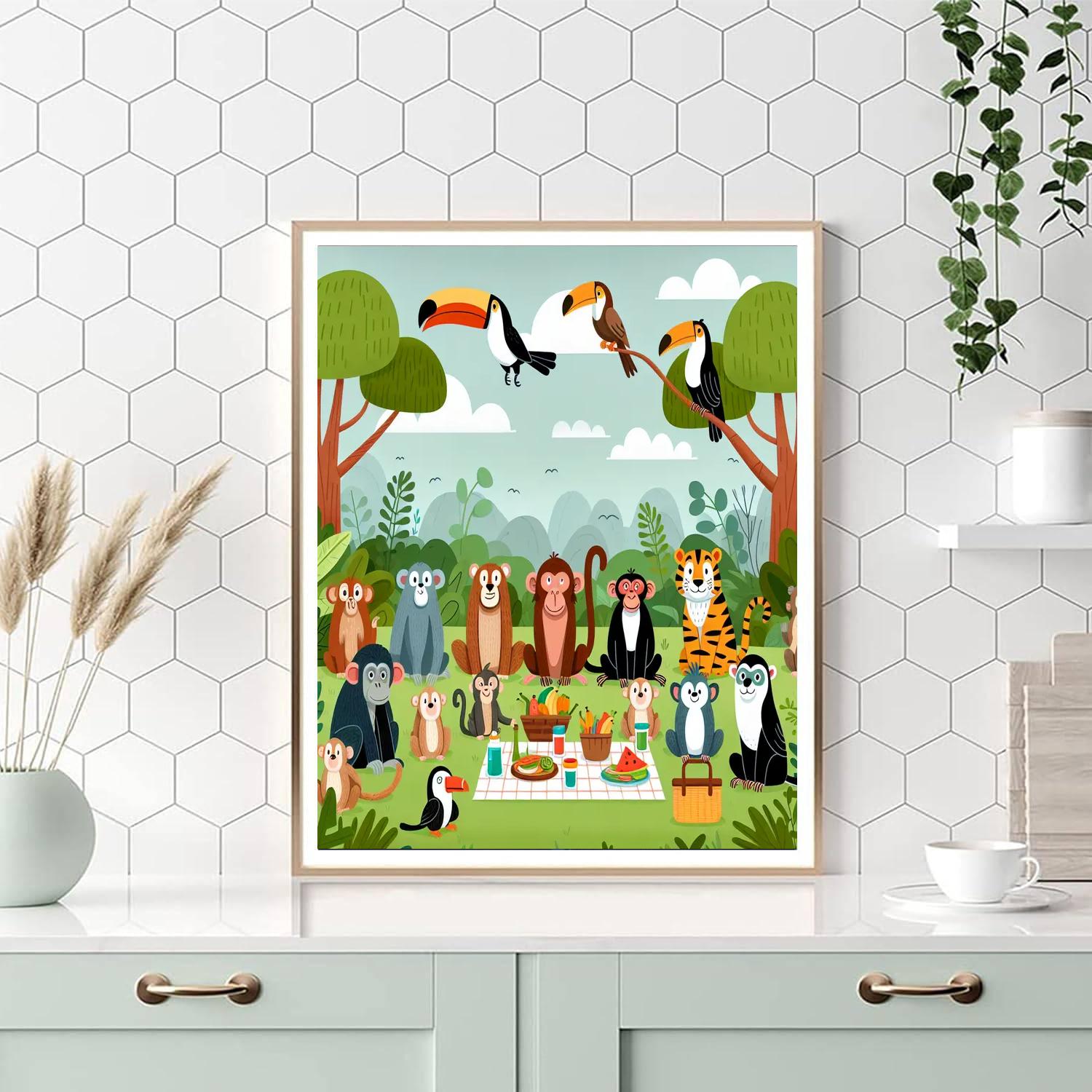 Joyful Jungle Picnic Painting By Numbers Kit