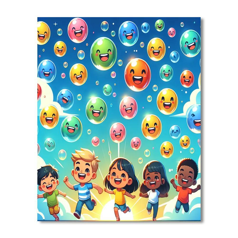 Bouncing Bubble Party Paint By Numbers Art