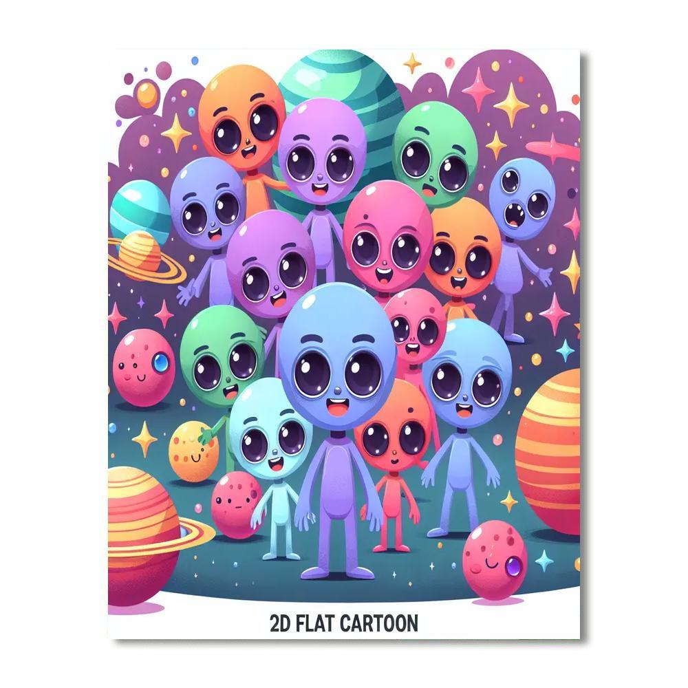 Curious Alien Friends Paint By Numbers Art