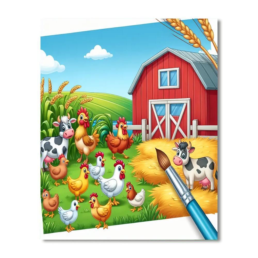 Playful Farmyard Frolic Paint By Numbers