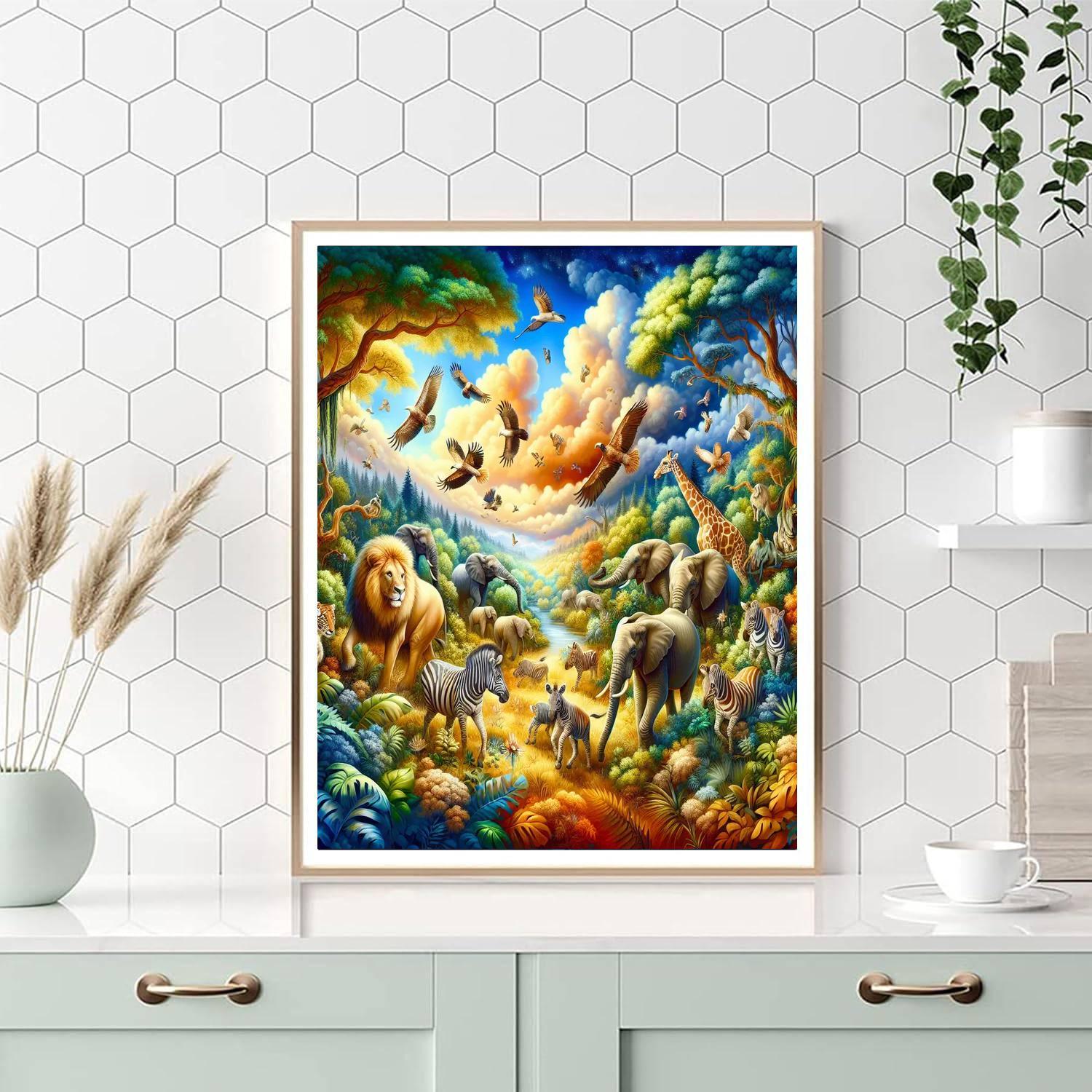 Joyful Animal Safari Painting Number Kit