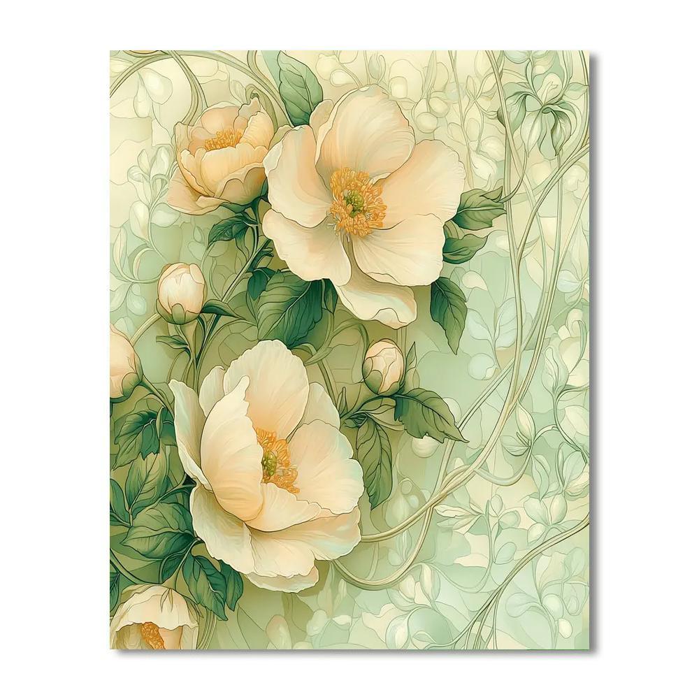 Alphonse Mucha Inspired Dreamscape Blossoms  Paint By Numbers