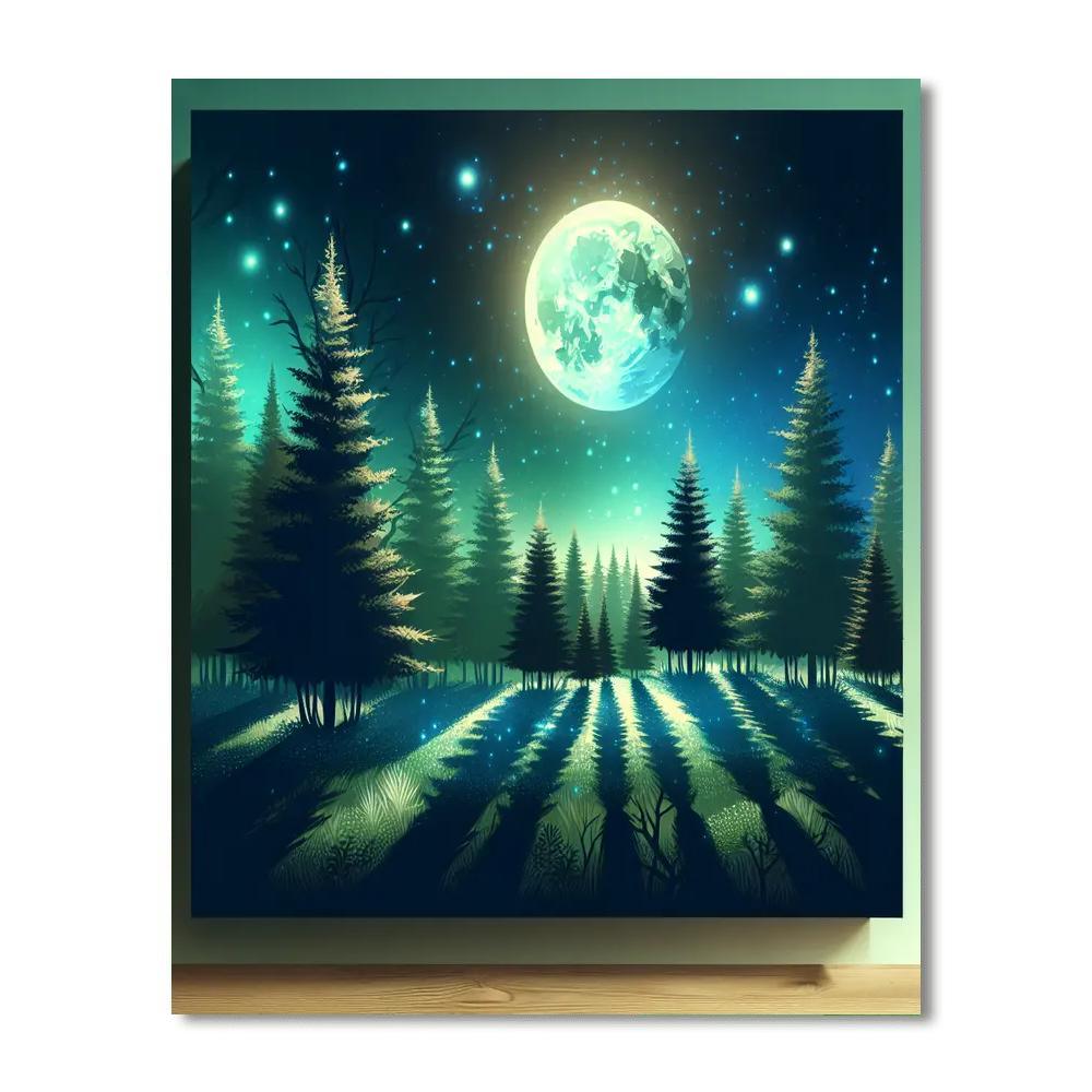 Whimsical Moonlit Forest Painting Number Kit