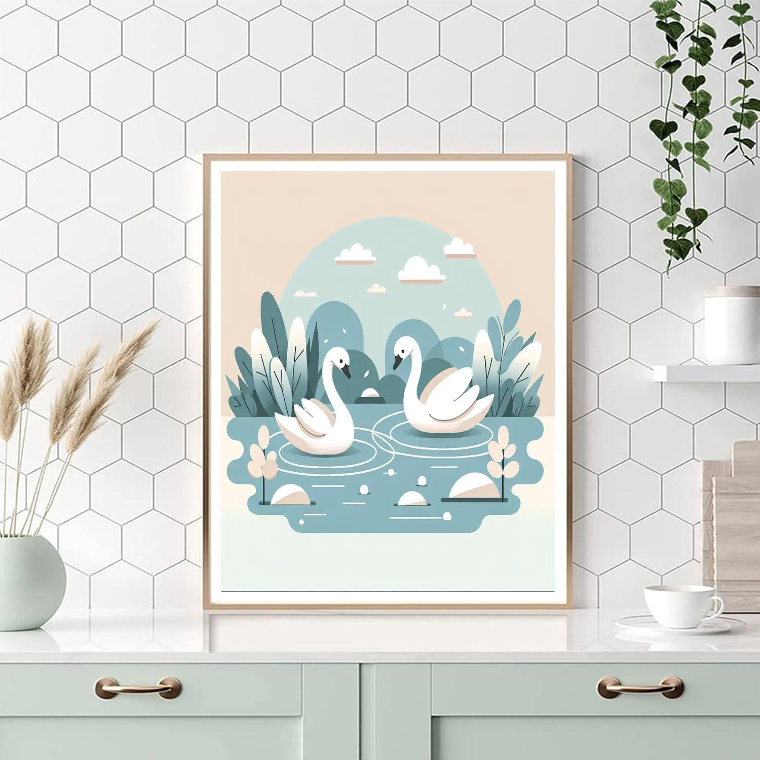 Serene Swans Numbered Painting Kits