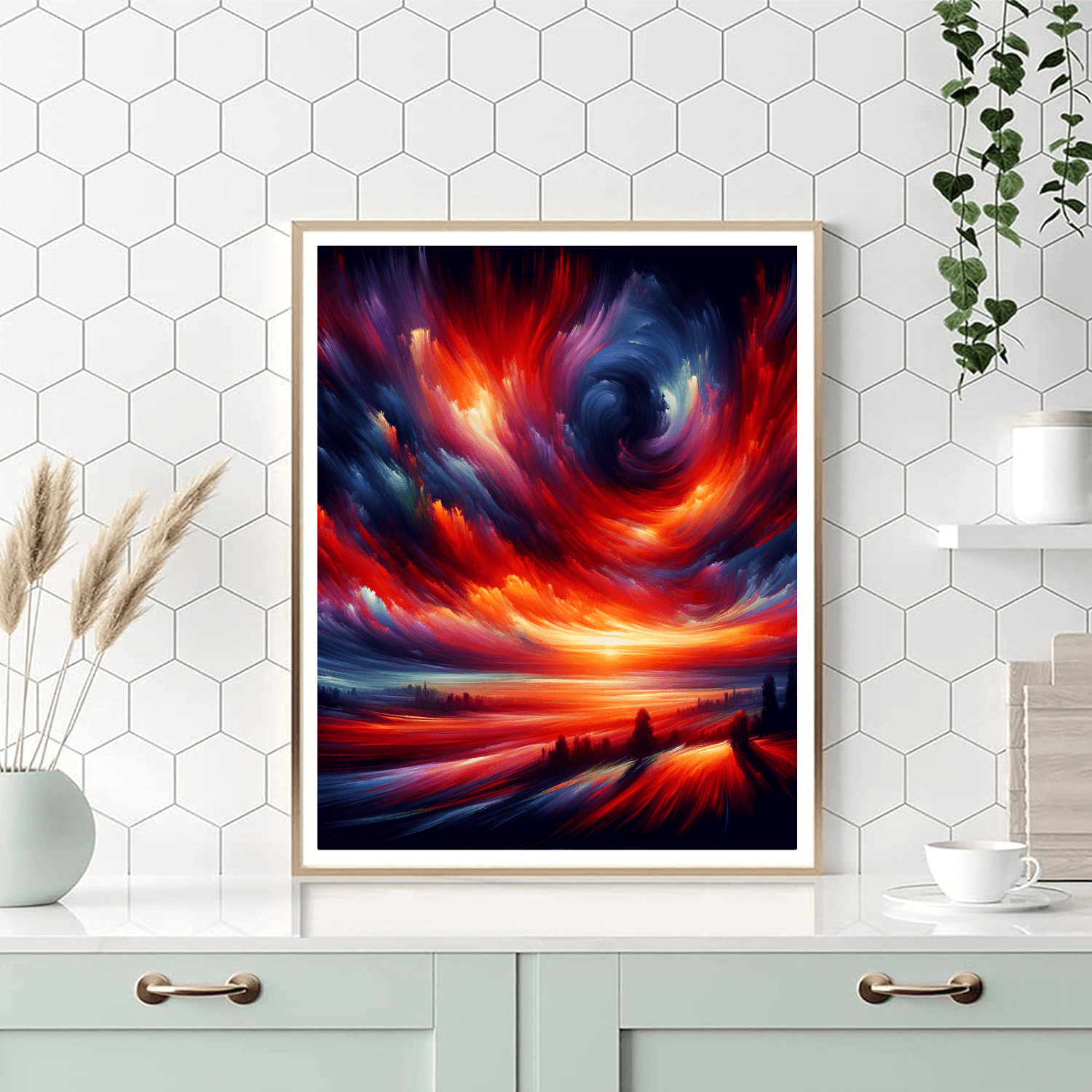 Fiery Sunset Horizon Paint By Color