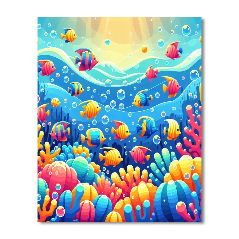 Colorful Tropical Fish Paint By Numbers Art