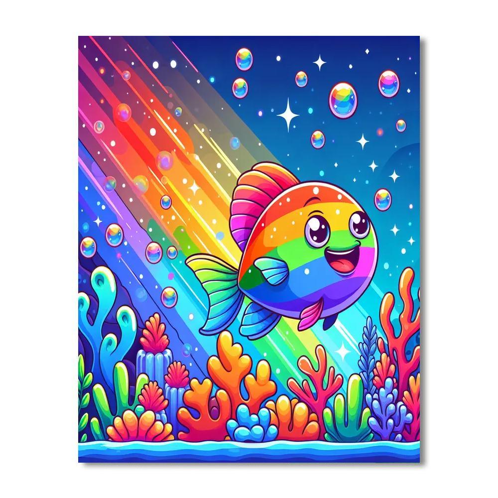 Curious Rainbow Fish DIY Paint By Numbers