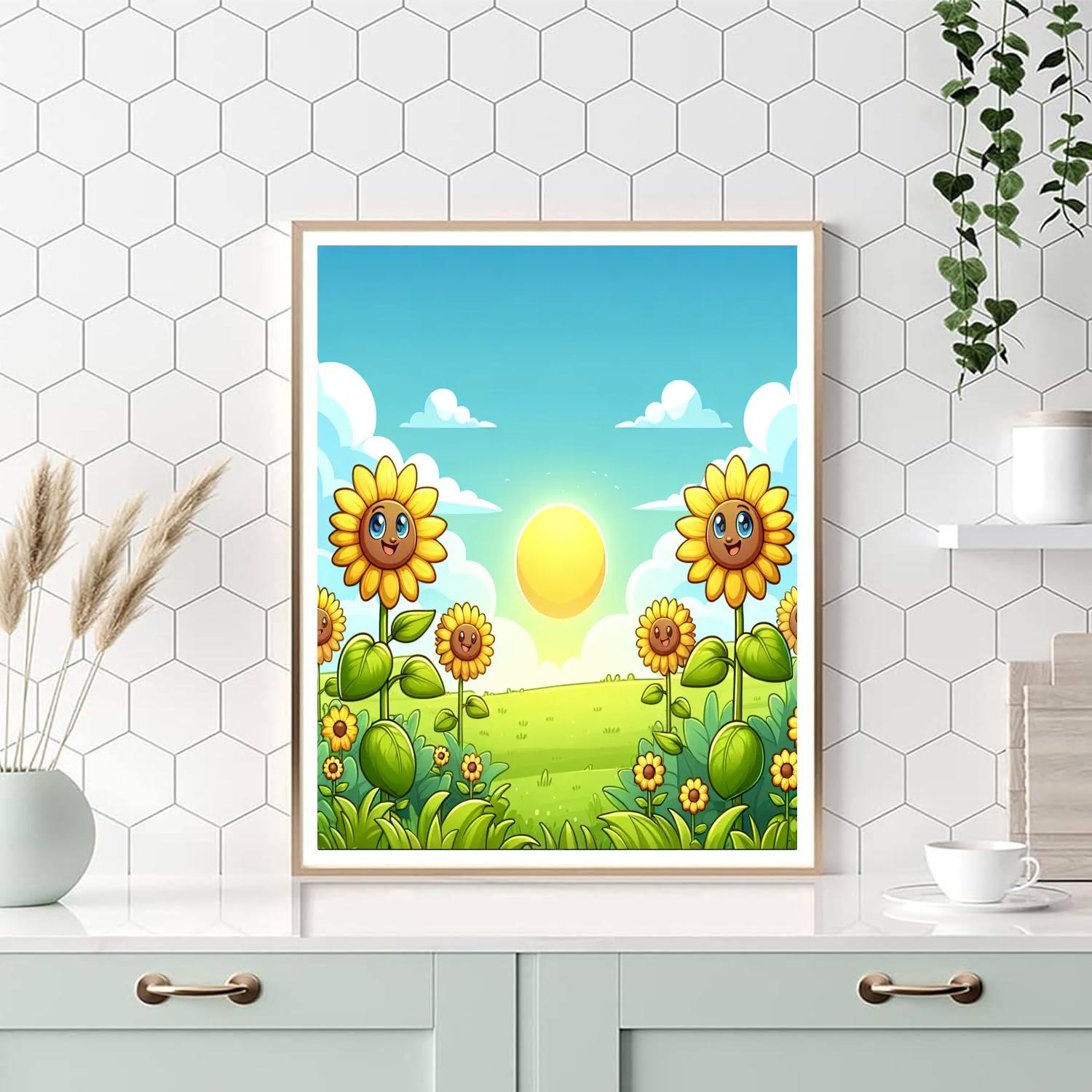 Sunny Sunflower Field Day DIY Paint By Numbers