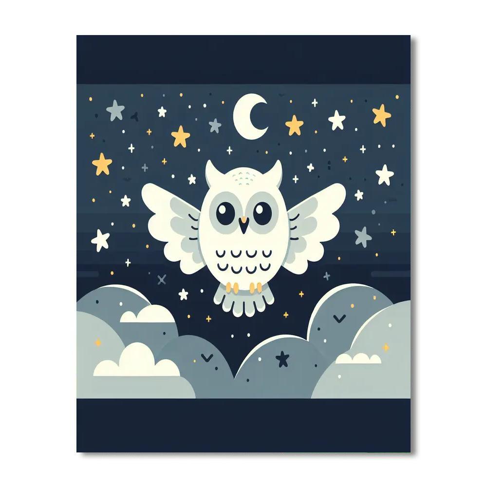 Clever Owl's Nighttime Flight Paint By Numbers