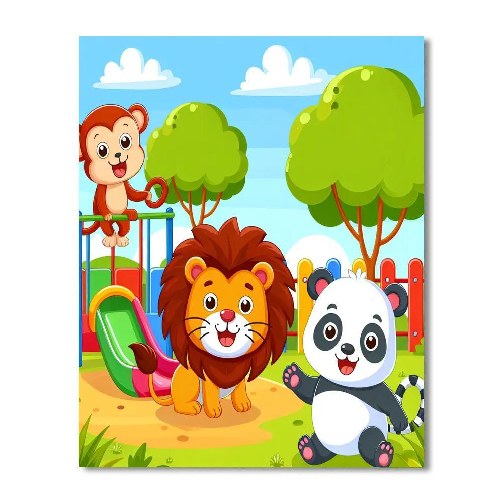 Playful Zoo Animals Painting By Numbers Kit