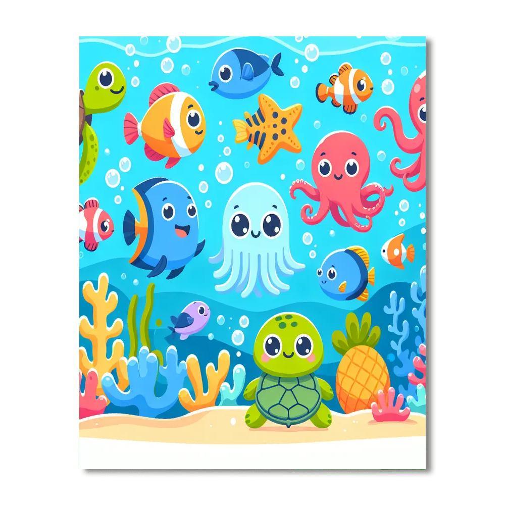 Cheerful Ocean Creatures Paint By Numbers Kits