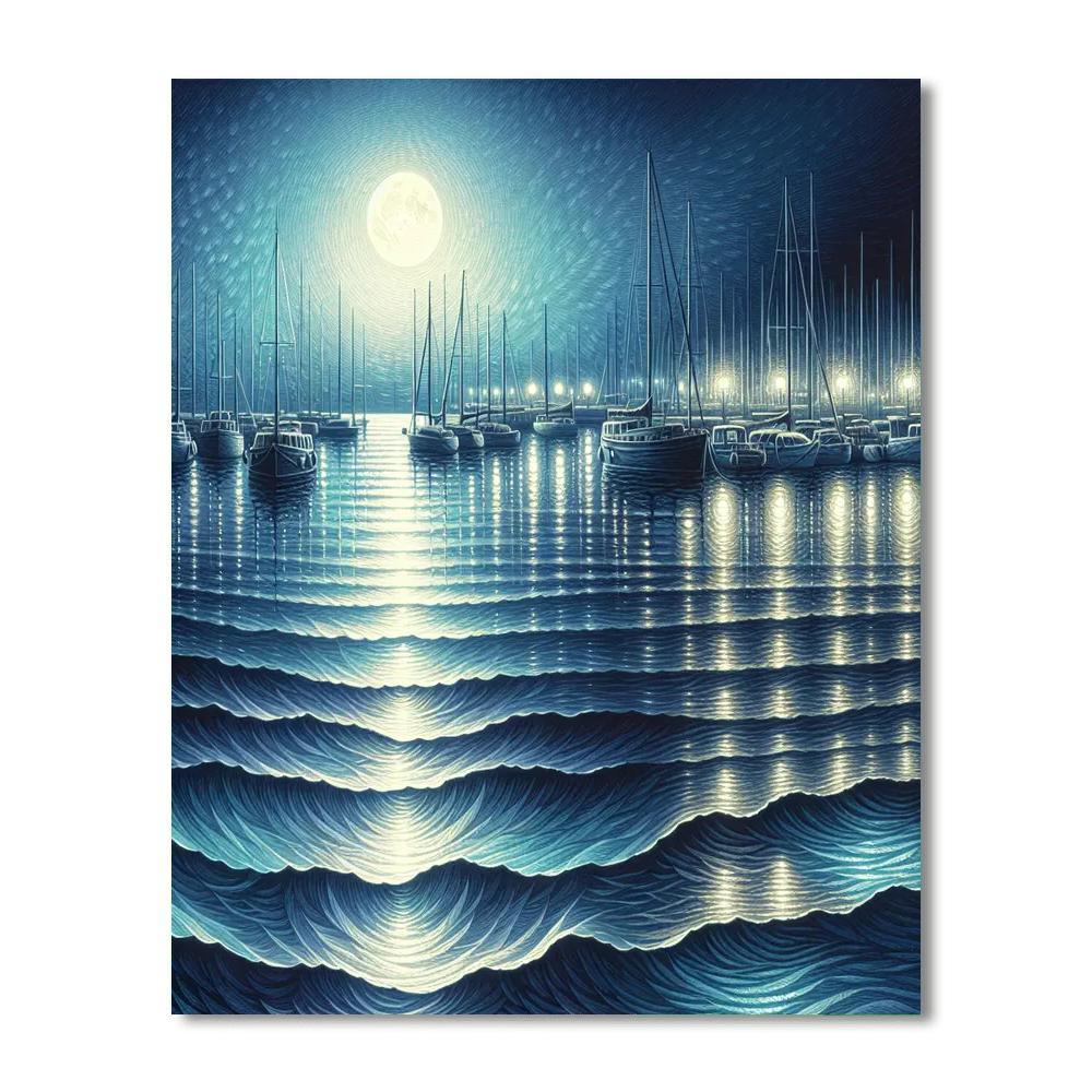 Moonlit Harbor Serenity Paint By Number