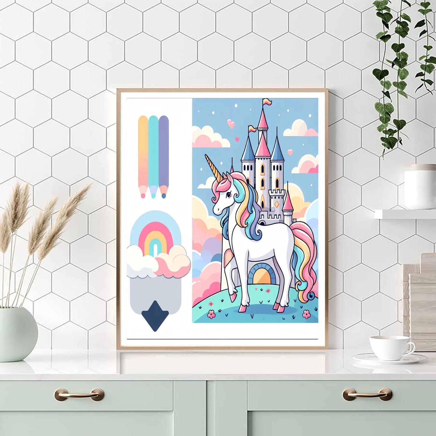 Fantasy Castle Unicorn Numbered Painting Kits