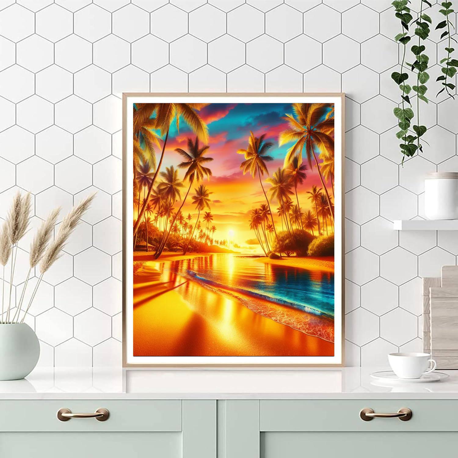 Hawaiian Sunset Paradise Paint By Color