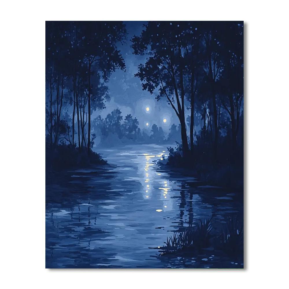 Georges Seurat Inspired Nocturnal Radiance  Paint By Numbers Art
