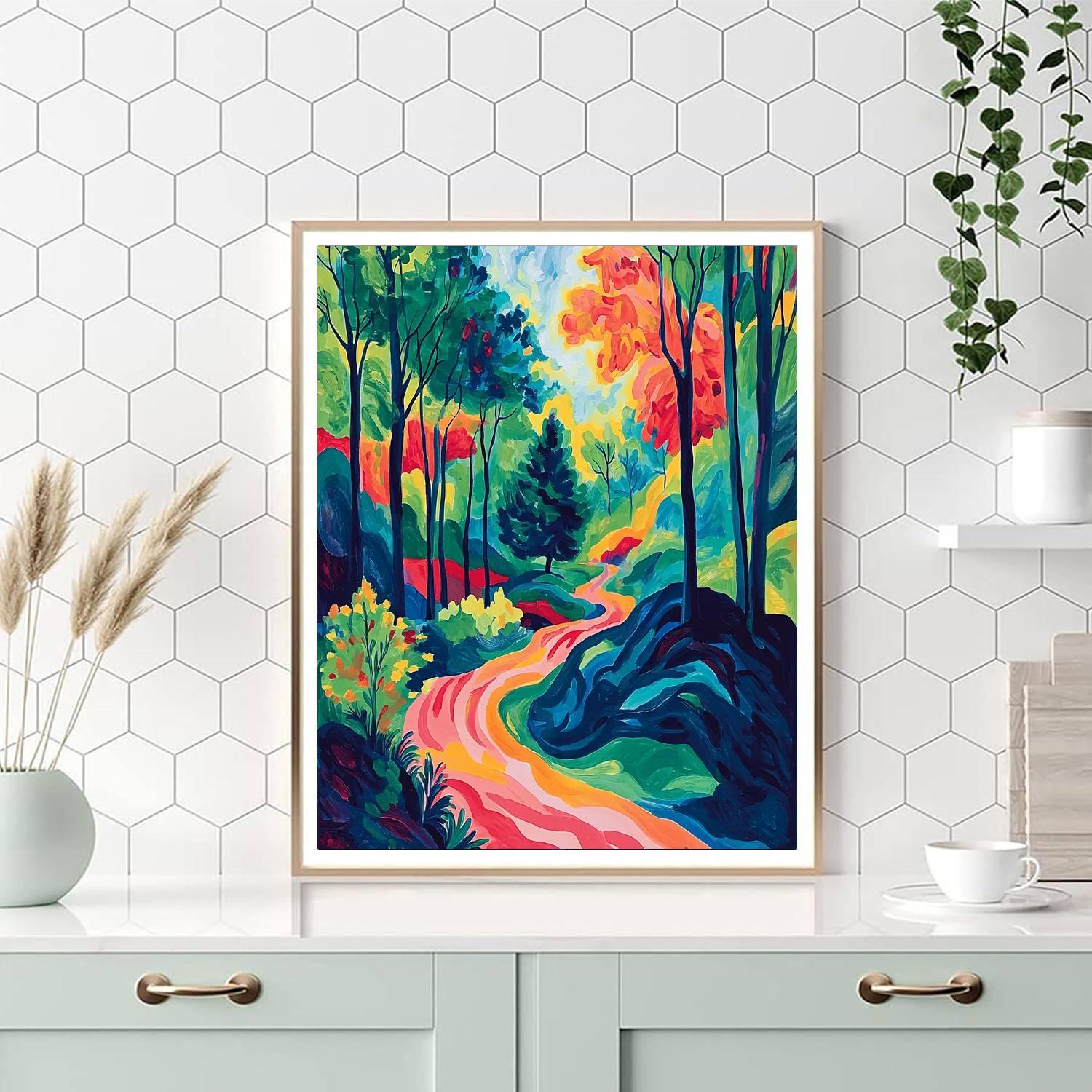 Marc Chagall Inspired Whimsical Forest Dance  Paint By Color