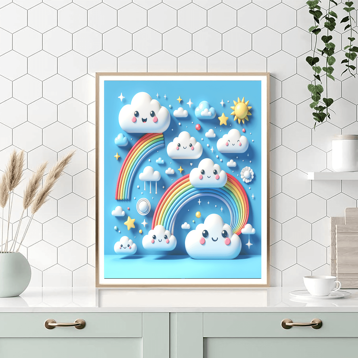 Playful Cloud Creatures Number Painting