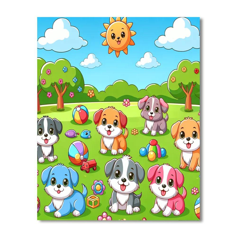 Puppy Play Day DIY Paint By Numbers